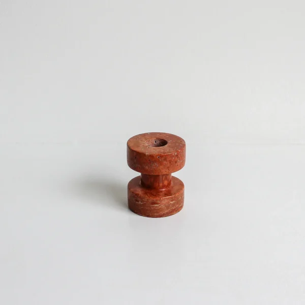 SALE Bobbin Candle Holder - Red Travertine